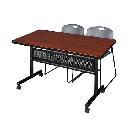 Kobe Rectangle FlipTop Table, 48" W, 29" H, Laminate Top, Cherry MKFTM4830CH44GY